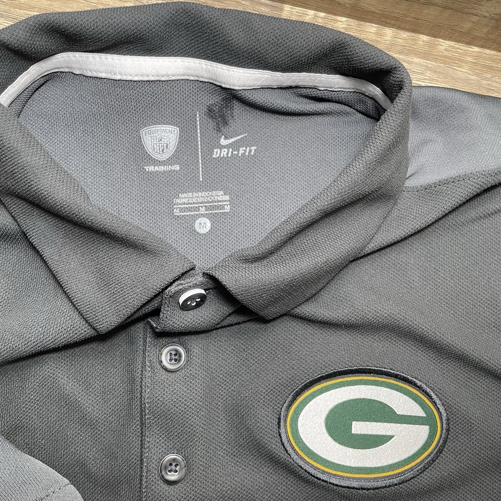 Nike Green Bay Packers NFL Training Dri-FIT Polo Shirt Gray Mens Medium - Picture 4 of 6